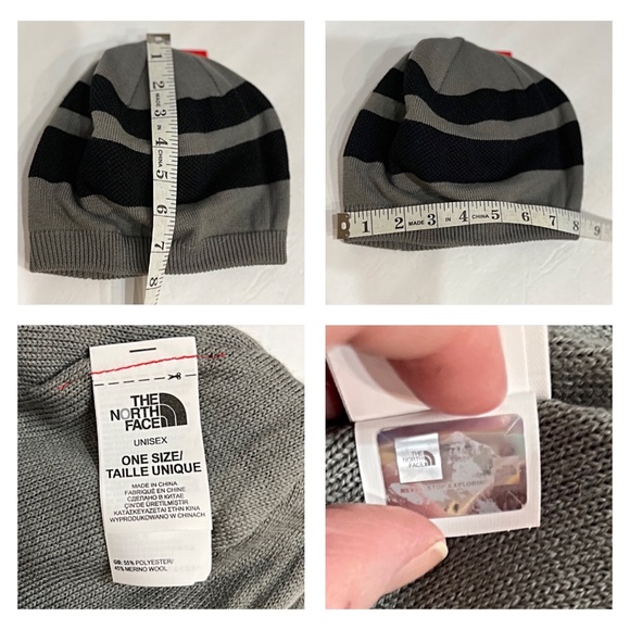NWT TNF The North Face Black / Grey Striped Brigadier Knit Beanie, Unisex - Picture 13 of 14